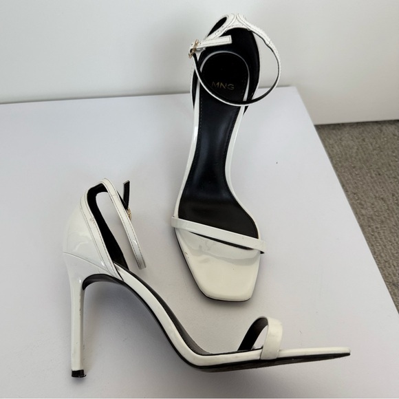 Mango White Patent Ankle-Cuff Strap Stiletto Heels Sandals. US 7.5 EU 38. Used. - Picture 6 of 16